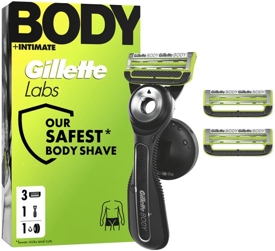 Gillette Labs Body + Intimate Scheersysteem voor Mannen - Houder + 3 scheermesjes - van Gillette - beschadigde verpakking