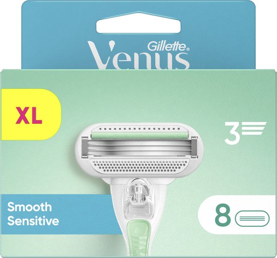 Gillette Venus Smooth Sensitive For Women Razor Blades - Pack of 8 - Damaged Packaging