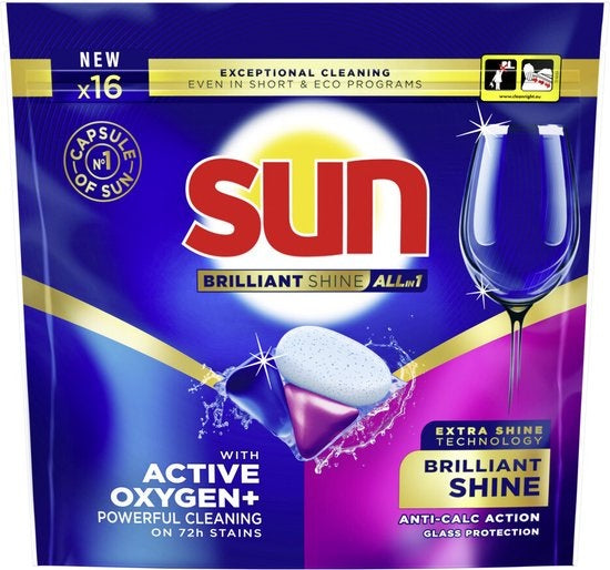 Sun Brilliant Shine All-in 1 Dishwasher Capsules 16 pieces