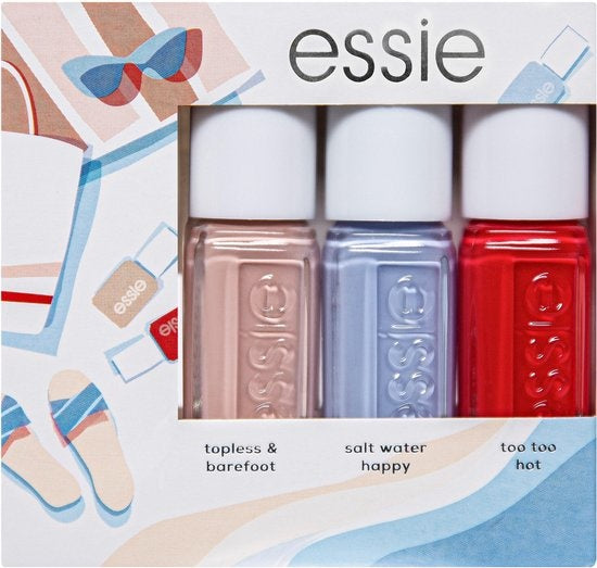 Essie Glanzende Nagellak Geschenkset - Nude, Blauw, Rood - 3 x 13,5 ml