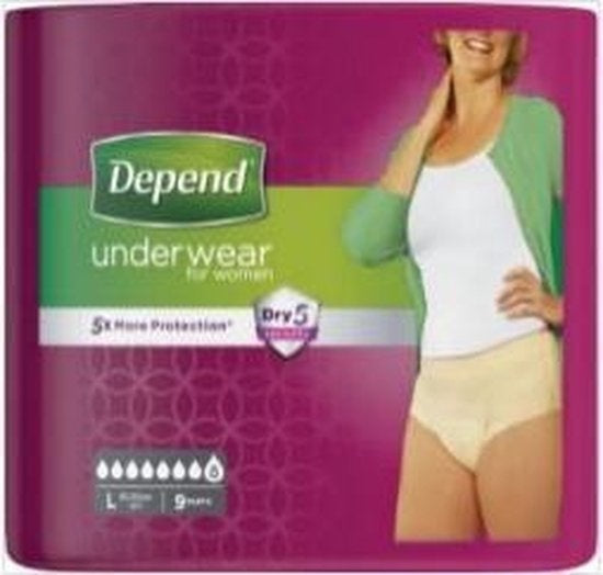 Depend incontinence panties Overnight Guarantee - Women 9 pieces - Packaging damaged