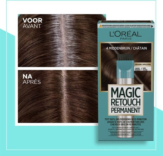 L'Oréal Paris Magic Retouch Permanent 4 – Mittelbraun – Permanente Haarfarbe – Verpackung beschädigt