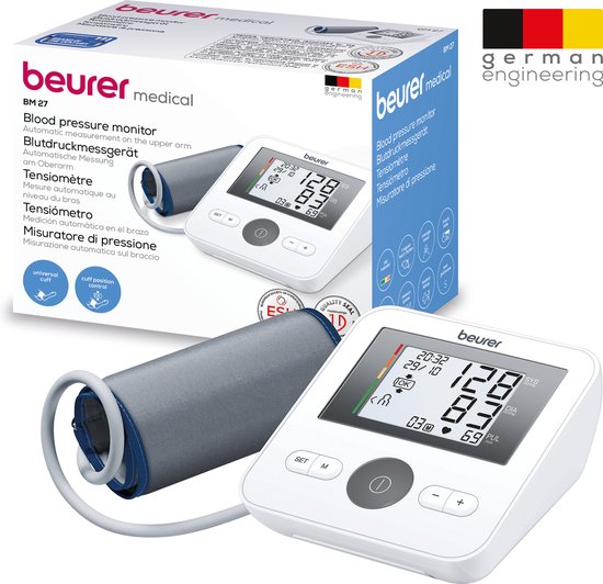 Beurer BM 27 Basic Bloeddrukmeter bovenarm - Aanbevolen door Hartstichting - Onregelmatige hartslag - Risico-indicator - Manchet-aanbreng controle - Manchet 22 tot 42 cm - Beschadigde verpakking