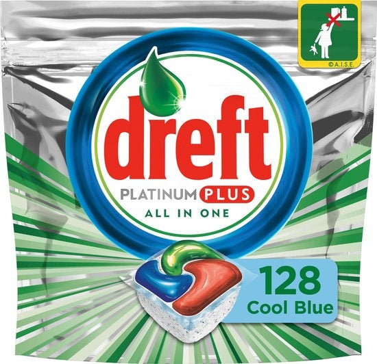 Dreft Platinum Plus Cool Blue - Quarterly box 4x32 Pieces - Dishwasher tablets