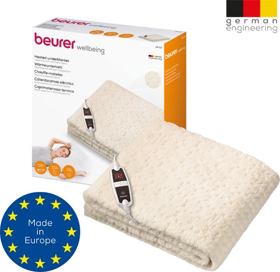 Beurer UB 53 Teddy Single Heizdecke - Unterbett - 150 x 80 cm - 4 Heizstufen - Abschaltautomatik - Teddy/Fleece - Weiß - Beschädigte Verpackung