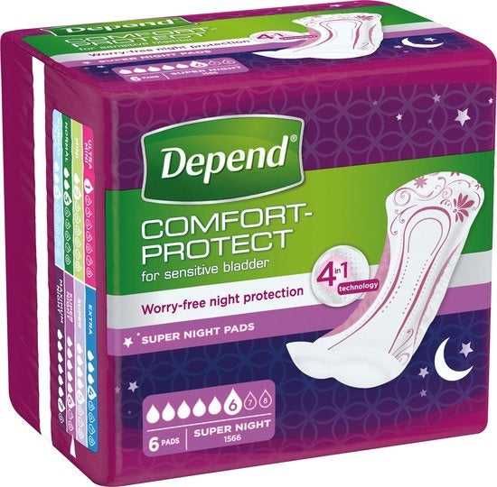 Depend incontinence pads Super Plus - 6 pieces - Packaging damaged