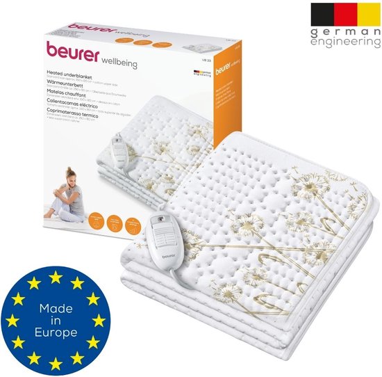 Beurer UB 33 Heizdecke - Unterbett - 150 x 80 cm - 3 Heizstufen - Baumwolle/Vlies - Beschädigte Verpackung