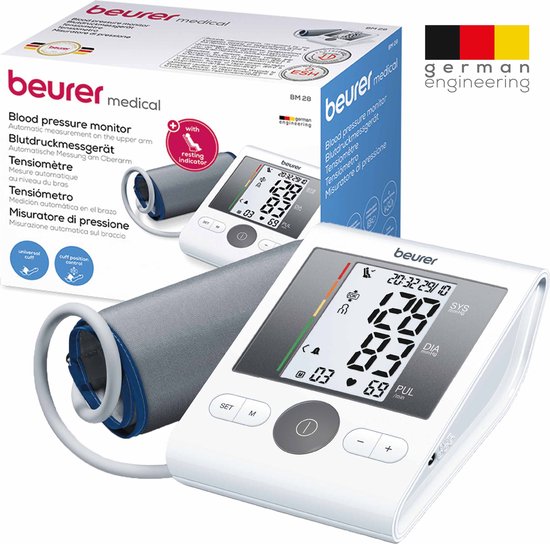 Beurer BM 28 Blood pressure monitor upper arm - Recommended and known by the Heart Foundation - Rest indicator - Cuff position control - Cuff 22 to 42 cm - Damaged packaging