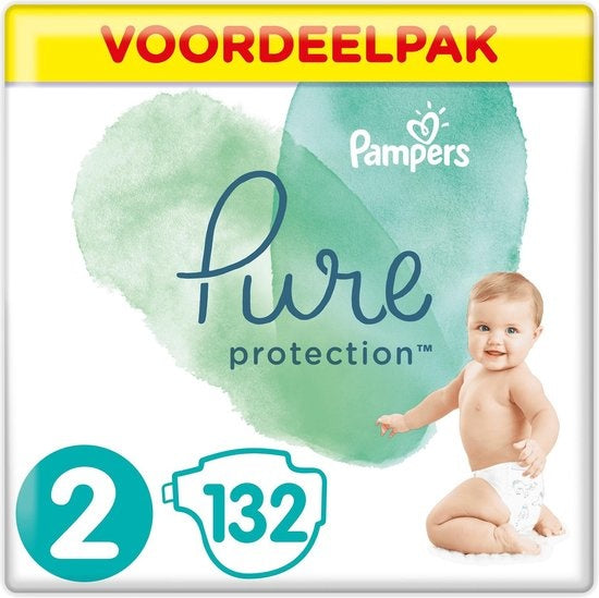 Pampers Pure Protection Diapers - Size 2 (4-8 kg) - 132 Pieces - Monthly Box