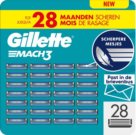Gillette Mach3 Base Scheermesjes Voor Mannen - 28 Gillette Navulmesjes - Verpakking beschadigd