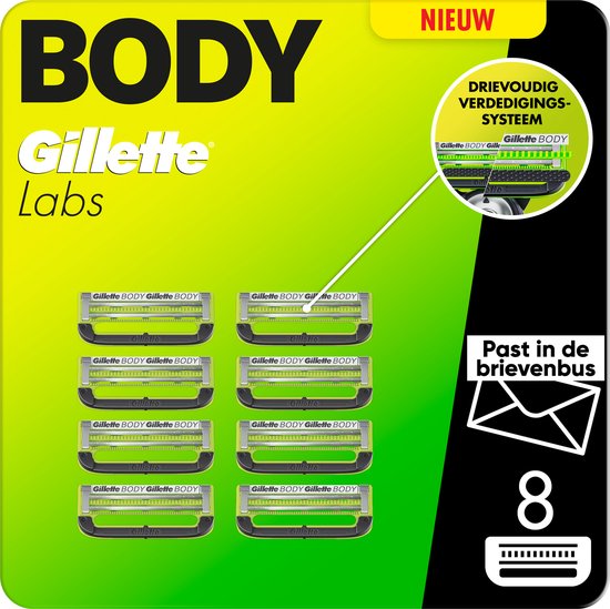 Gillette Labs Body Intimate Scheermesjes - 8 stuks - van Gillette - beschadigde verpakking
