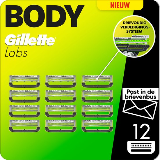 Gillette Labs Body Intimate Scheermesjes - 12 stuks - van Gillette - beschadigde verpakking