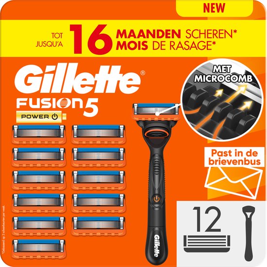 Gillette Fusion5 Power voor Mannen - 1 Gillette Handvat + 12 Scheermesjes- Verpakking beschadigd