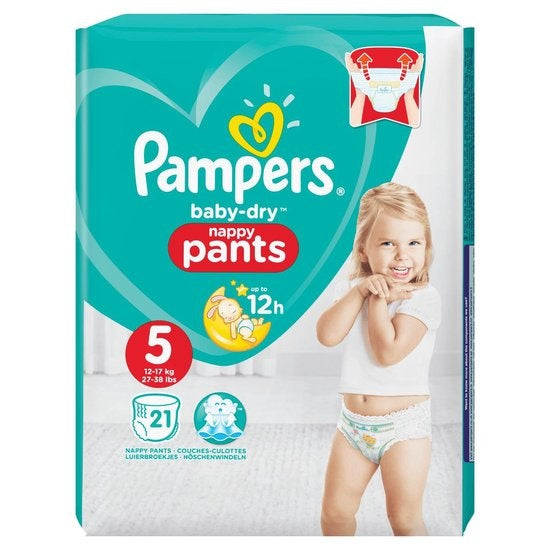 Pampers Baby-Dry Pants Windelhöschen – Größe 5 (12–17 kg) – 21 Stück – Verpackung beschädigt