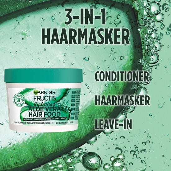 Garnier Fructis Hair Food Aloë Vera Hydraterend 3-in-1 Haarmasker - Normaal Tot Droog Haar - 400ml