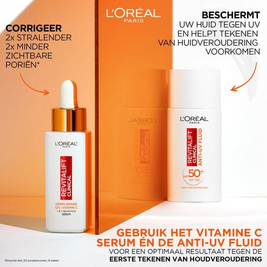 L'Oréal Paris Revitalift Klinisches Anti-UV-Fluid SPF 50 mit Vitamin C* – 50 ml – Verpackung beschädigt