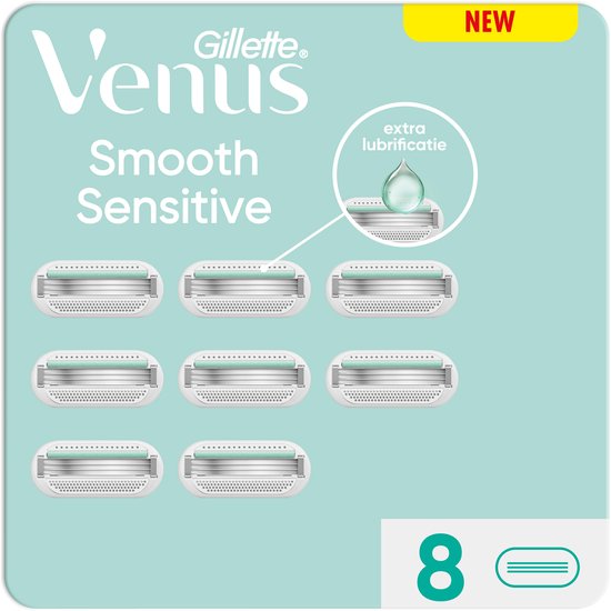 Gillette Venus Smooth Sensitive For Women Razor Blades - Pack of 8 - Damaged Packaging