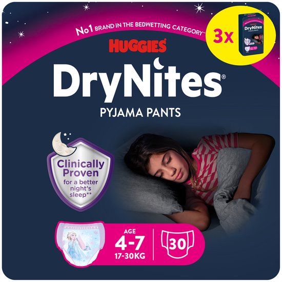 Huggies DryNites luierbroekjes - meisjes - 4 tot 7 jaar (17 - 30 kg) - 30 stuks