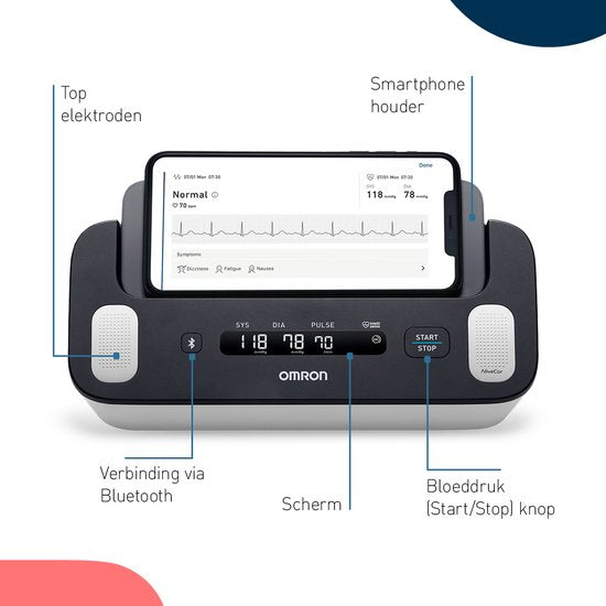 OMRON COMPLETE – Smart Blood Pressure Monitor Upper Arm – Recommended by the Dutch Heart Foundation - ECG Monitor - Clinically Validated - with Mobile App – XL Screen Display - 22 to 42 cm Cuff