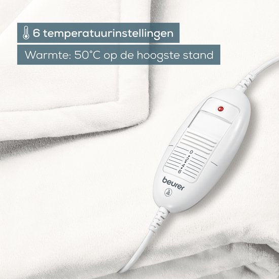 Beurer HD 75 Heating Blanket - White - Test: very good - 180 x 130 cm - 6 Heat settings - Luxury electric top blanket - Packaging damaged