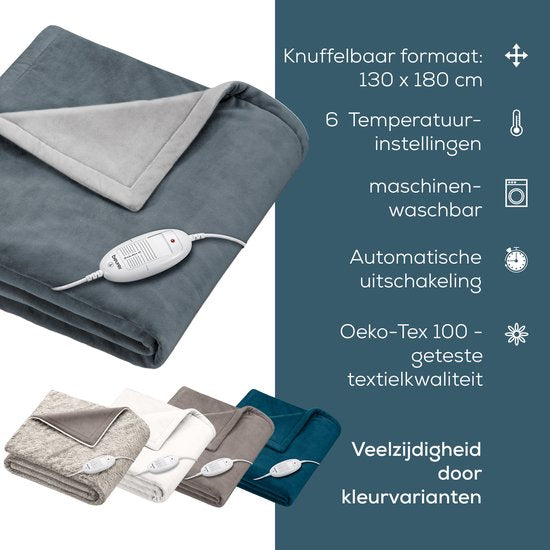 Beurer HD 75 Heizdecke – Test: sehr gut – 180 x 130 cm – 6 Heizstufen – Luxus-Heizdecke – Taupe – Beschädigte Verpackung