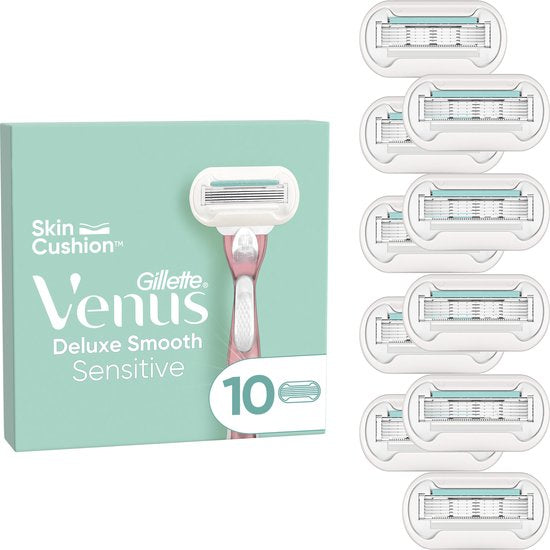 Gillette Venus Scheermesjes Deluxe Smooth Sensitive - 10 Navulmesjes - Brievenbusverpakking - Verpakking beschadigd