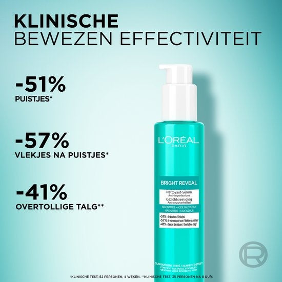 L'Oréal Paris Bright Reveal Schuimende Reinigingscrème met Niacinamide - Gezichtsreiniger tegen pigmentvlekken - 150ml - Verpakking beschadigd / mist pompje