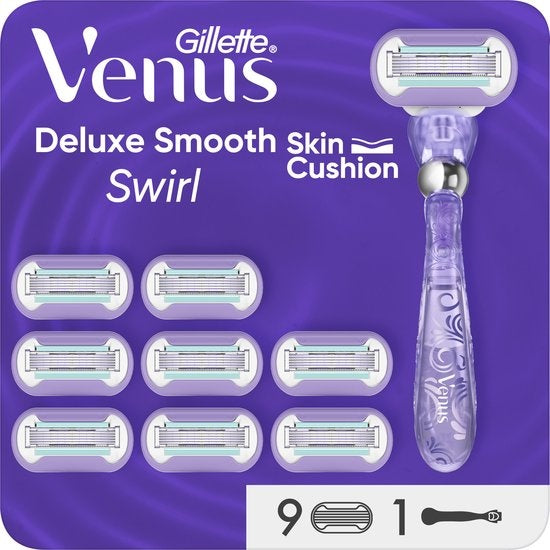 Gillette Venus Deluxe Smooth Swirl – 1 Rasierer – 9 Rasierklingen – Verpackung beschädigt