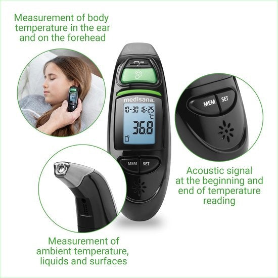 medisana TM 750 Black - Multifunctionele Infrarood Thermometer