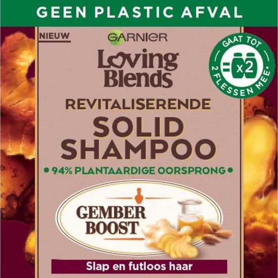 Garnier Loving Blends Revitalizing Solid Shampoo Bar Ginger – 1 Stück – Für schlaffes und lebloses Haar – Verpackung beschädigt