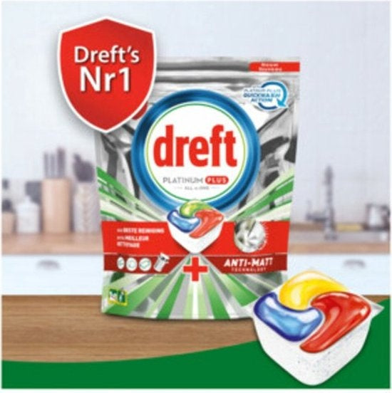 Dreft Platinum Plus All In One Dishwasher Tablets Deep Clean Lemon 33 tabs