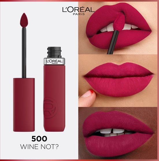 L'Oréal Paris Infaillible Matte Resistance Lipstick – Long-lasting Liquid Lipstick with a matte finish Enriched with Hyaluronic Acid – Vegan – 500 Wine Not? – 5ml