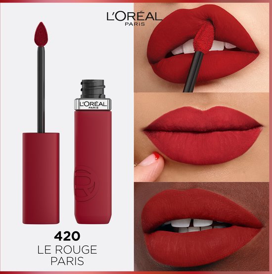 L'Oréal Paris Infaillible Matte Resistance Lipstick – Lang anhaltender flüssiger Lippenstift mit mattem Finish – 420 Le Rouge Paris – 5 ml