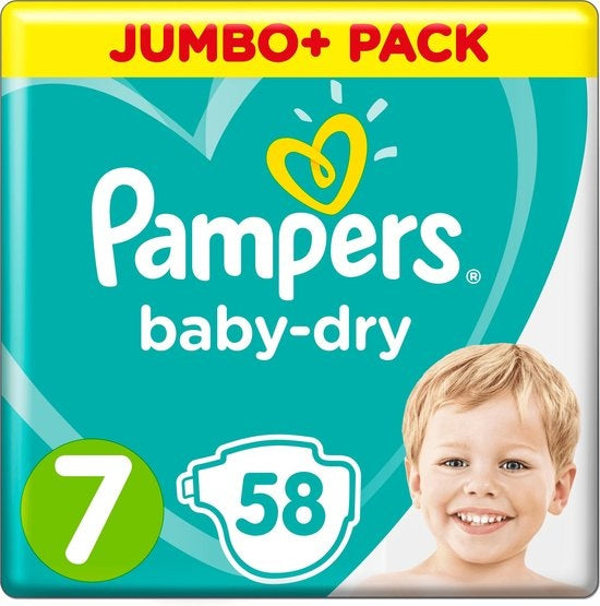 Pampers Baby Dry Diapers - Size 7 - 58 Pieces