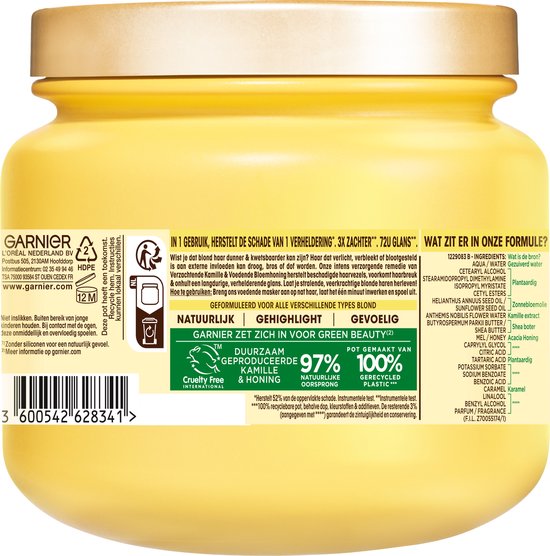 Garnier Loving Blends - Brightening, Shiny &amp; Restorative Hair Mask - Sun-Kissed Chamomile &amp; Flower Honey - Chamomile - 340 ml