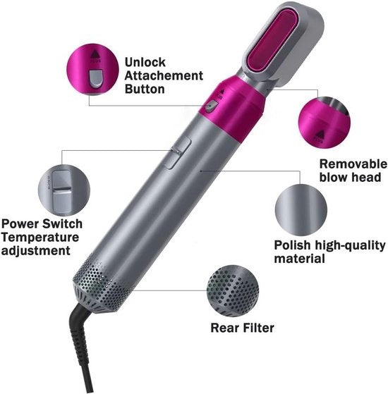 HOT Air Styler TP-5+1 F√∂hnborstel - Stijlborstel - 5-IN-1 Set- Krulborstel - Magic brush - Haardroger - F√∂hn - Multistyler - Automatische Krultang