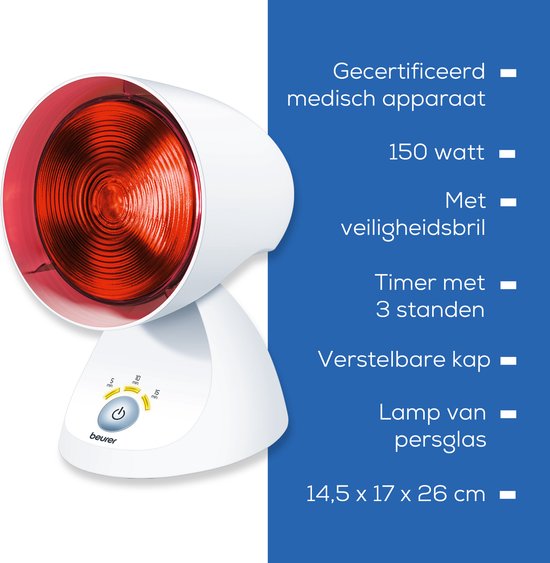 Beurer IL 35 Infraroodlamp - Verstelbare hoek - Timer 3 standen - Automatische uitschakeling - Verpakking beschadigd