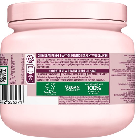 Garnier Loving Blends Grape Moisture Masker – Intensieve voeding en glans – Voor gedehydrateerd haar - 340ml