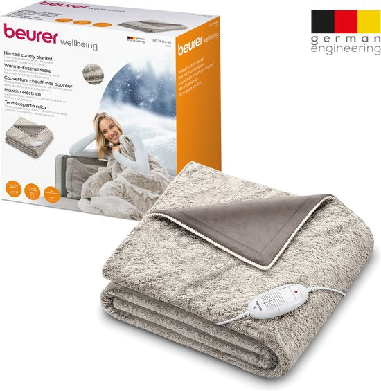 Beurer HD 75 Heizdecke – Test: sehr gut – 180 x 130 cm – 6 Heizstufen – Luxus-Heizdecke – Taupe – Beschädigte Verpackung