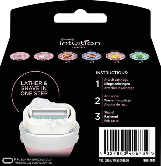 Wilkinson Sword Intuition 2-in-1 Variety Blade-Nachfüllpackungen – 4er-Pack – Beschädigte Verpackung