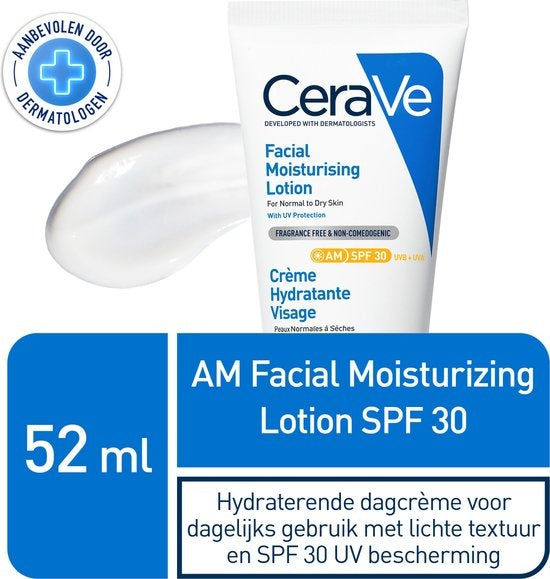 CeraVe Facial Moisturizing Lotion SPF30 - Dagcrème - normale tot droge huid - 52ml - Hydraterende dagcreme - Verpakking beschadigd