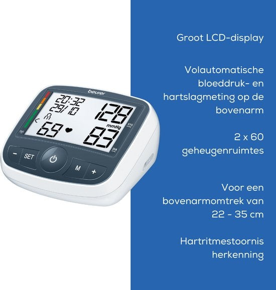 Beurer BM 40 Blood pressure monitor upper arm - Recommended by the Dutch Heart Foundation - Incl. cuff 22-35