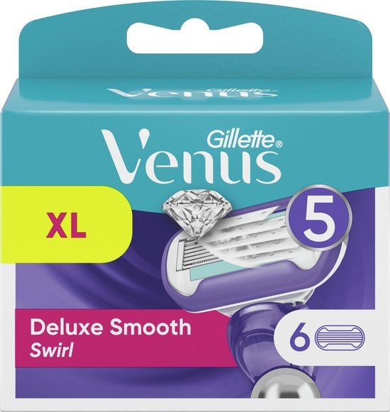 Gillette Venus Deluxe Smooth Swirl Razor Blades For Women - 6 Refill Blades