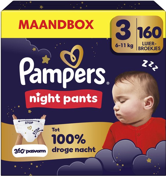 Pampers Night Pants - Maat 3 (6kg-11kg) - 160 Luierbroekjes