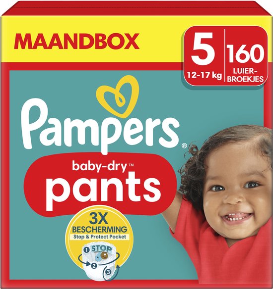 Pampers Baby-Dry Pants - Größe 5 (12kg-17kg) - 160 Windelhöschen - Monatsbox