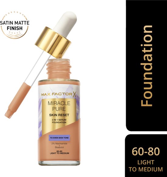 Max factor 60-80 light to medium Miracle Pure Skin Reset 2 in 1 Serum Foundation 30ml