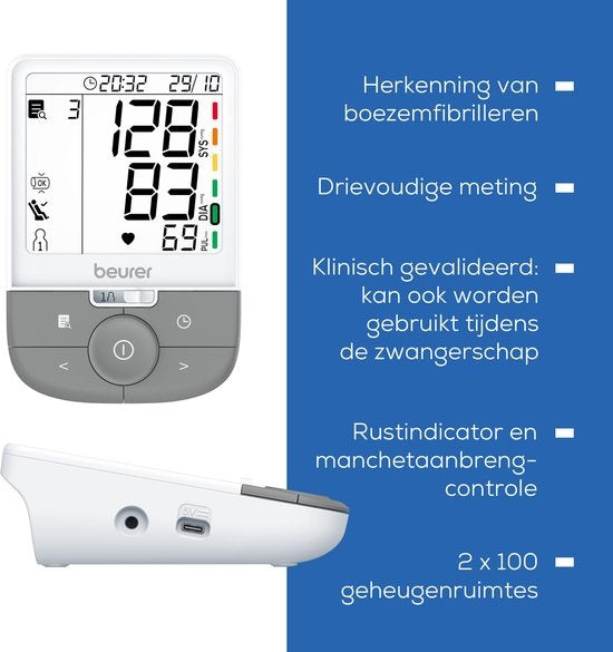 Beurer BM 53 Blutdruckmessgerät Oberarm „Großes beleuchtetes XL-Display“ Premium-Manschette (22-42 cm) – Beschädigte Verpackung