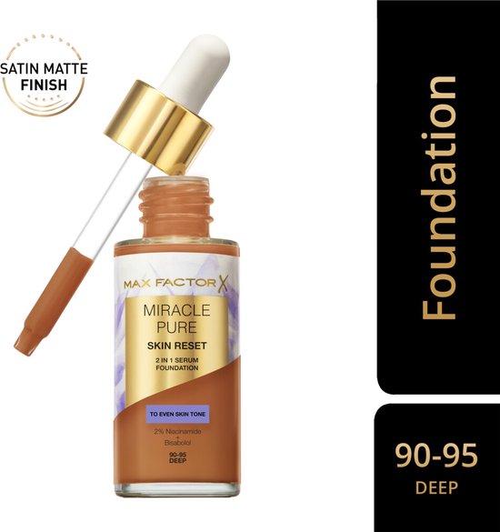 Max factor 90-95 Deep Miracle Pure Skin Reset 2 in 1 Serum Foundation 30ml