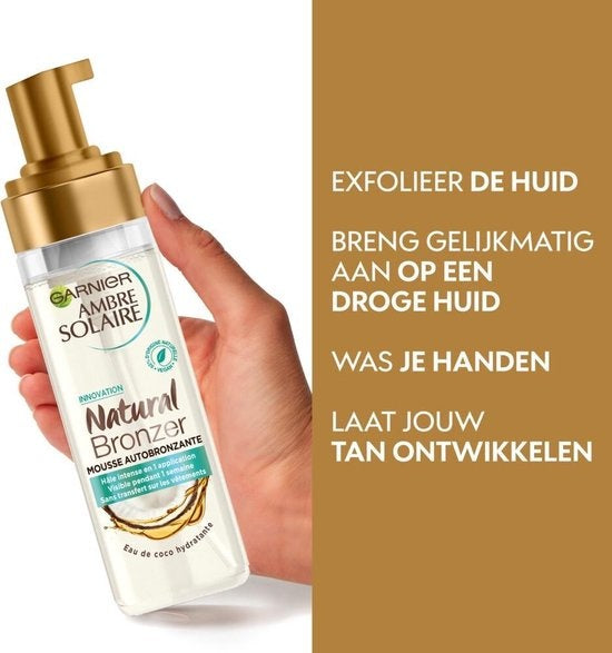 Garnier Ambre Solaire Self Tan Mousse – Selbstbräuner für Körper und Gesicht – 200 ml