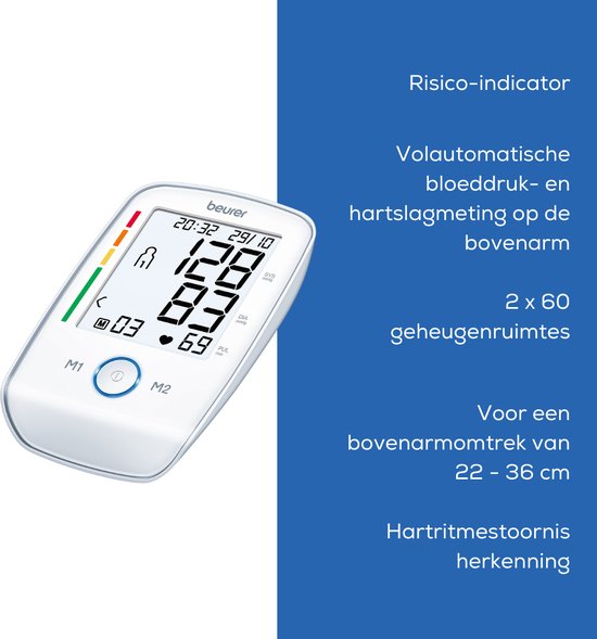 Beurer BM 45 Comfort Blutdruckmessgerät Oberarm - XL beleuchtetes Display - Kompakt